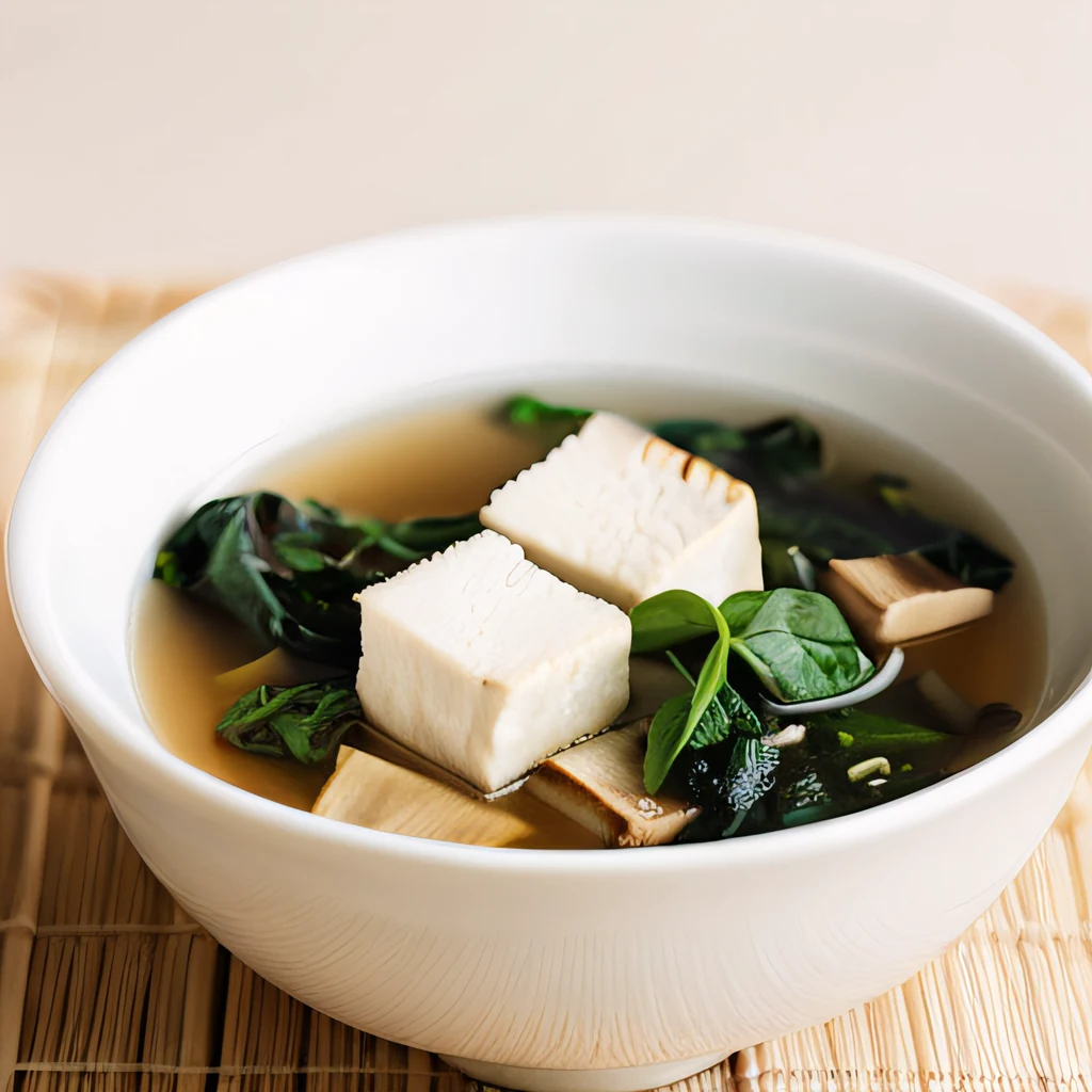 しいたけとほうれん草の豆腐みそ汁